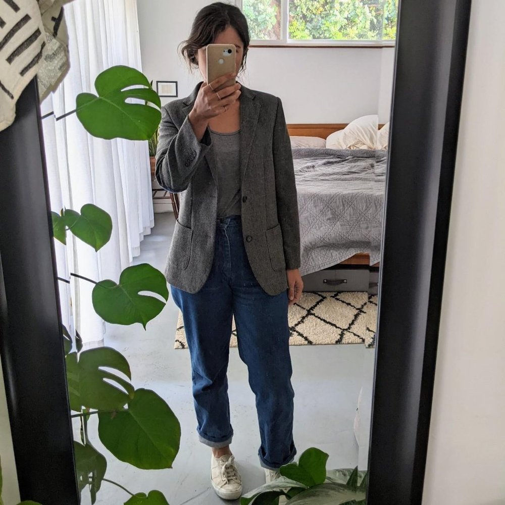 gray plaid blazer